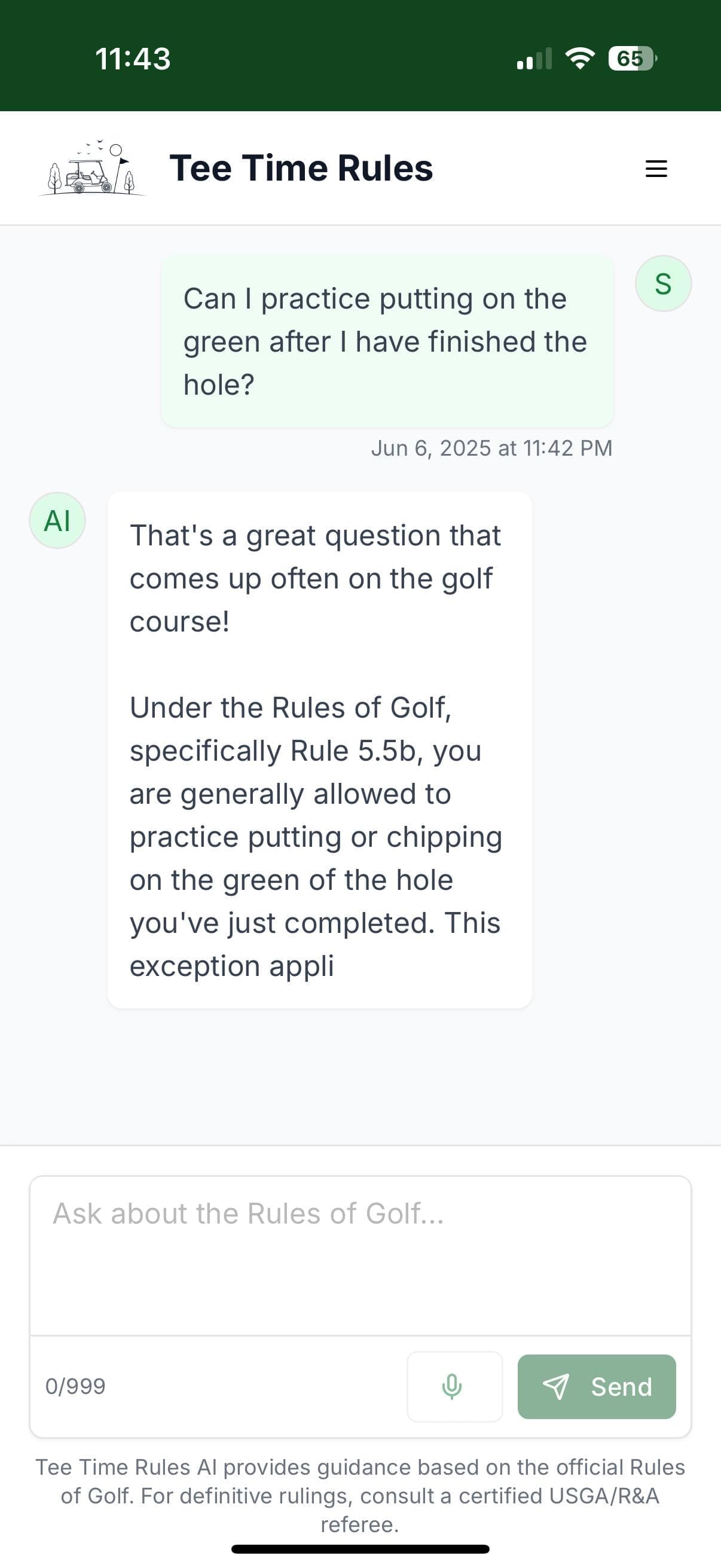 Tee Time Rules app preview 3